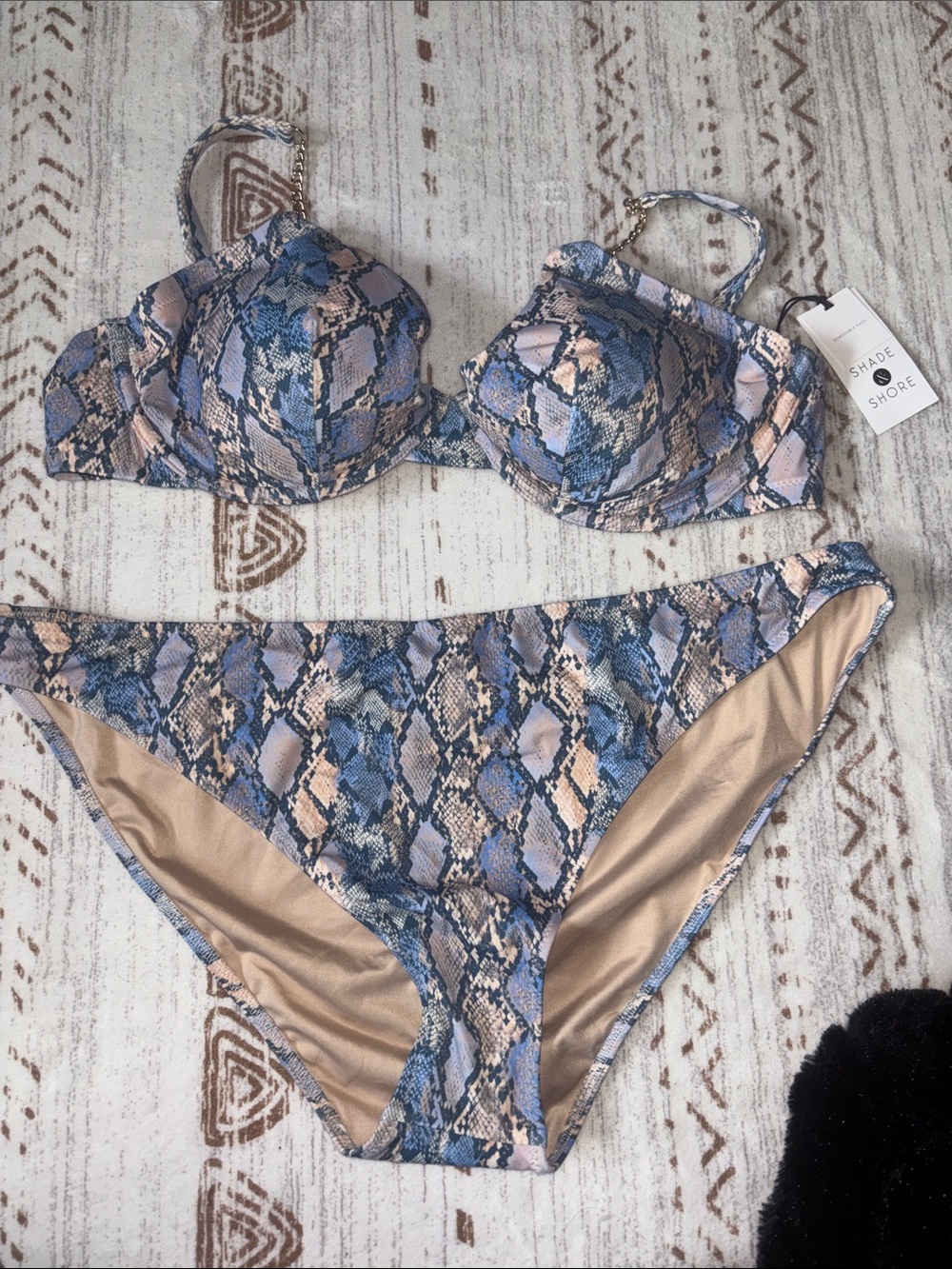 Shade & Shore Blue and Blush Snake-Print Bikini